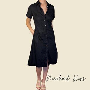 🖤 MICHAEL Michael Kors Cotton Tie-Waist Shirt Dress – Black, XS